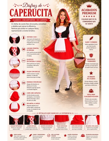 Costume da Cappuccetto Rosso Taglia M | Costumi per Adulti Il Re del Carnevale